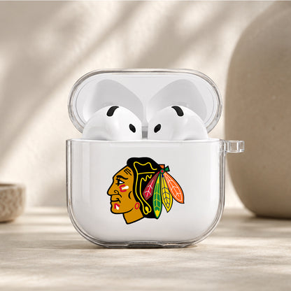 NHL Chicago Blackhawks Logo Protective Apple Airpods 4 Clear Case - Durable Clear Protection