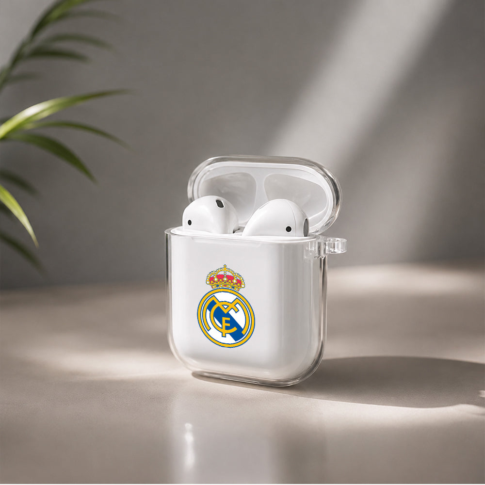 Real Madrid Logo Protective Clear Case Cover For Apple Airpods | Soft Silicone AirPods 1 / 2 Case | Protective Cover