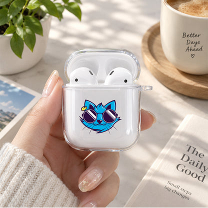 Cat Hype Face Protective Clear Case Cover For Apple Airpods | Soft Silicone AirPods 1 / 2 Case | Protective Cover