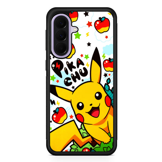 Cute Pikachu and Apple Samsung Galaxy A37 Case | Samsung Galaxy A37 Rubber Protective Case