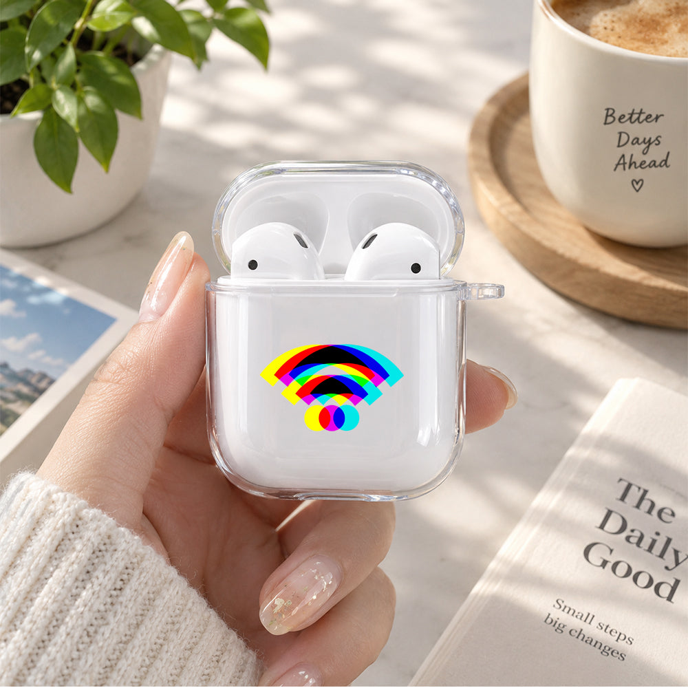 Blurry Wifi Signal Protective Clear Case Cover For Apple Airpods | Soft Silicone AirPods 1 / 2 Case | Protective Cover