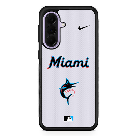 MLB Miami Marlins White Nike Samsung Galaxy A37 Case | Samsung Galaxy A37 Rubber Protective Case
