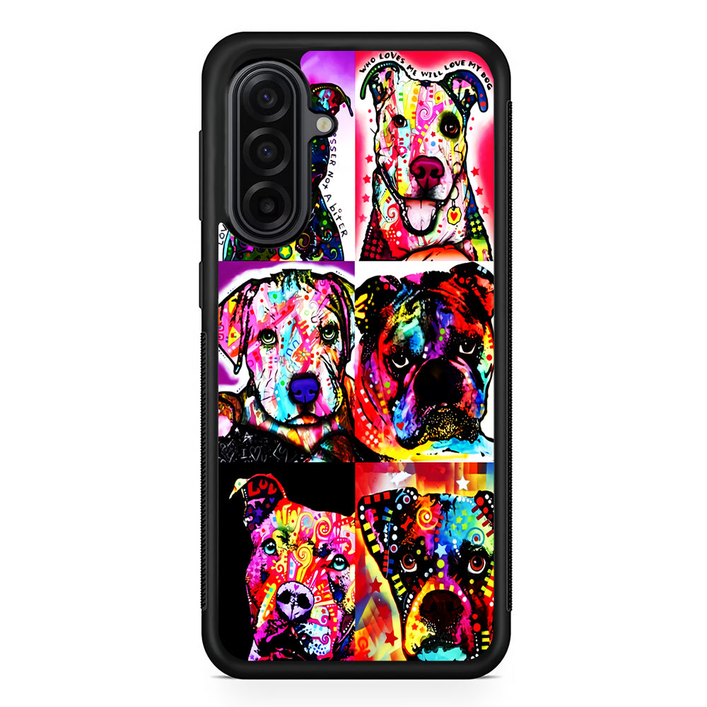 Dog Colorful Art Collage Samsung Galaxy A17 Case | Durable Rubber Samsung Galaxy A17 Phone Case