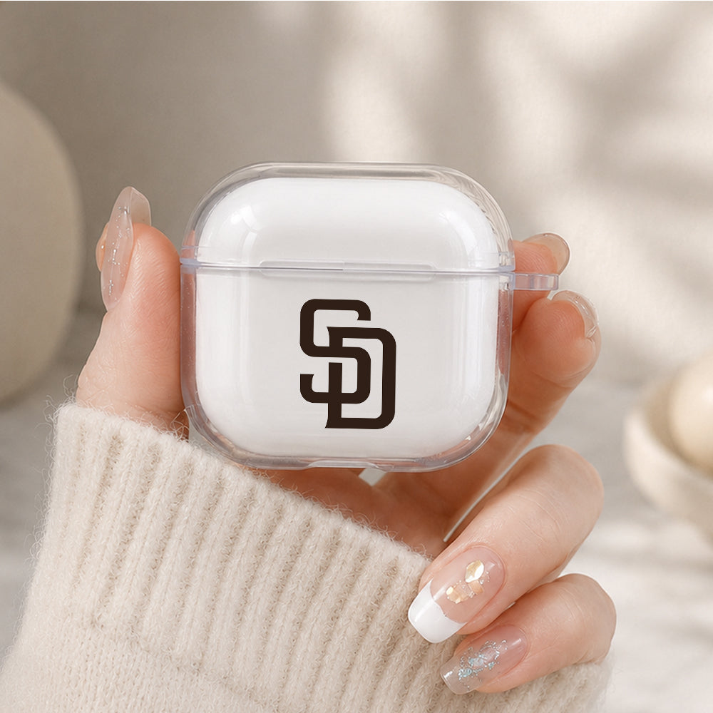 MLB San Diego Padres Logo Protective Apple Airpods 4 Clear Case - Durable Clear Protection