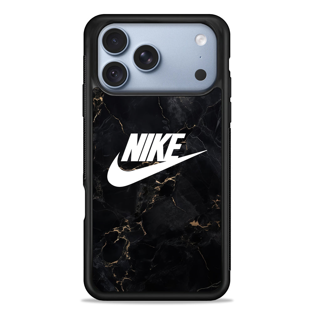 Nike Logo Black Stone Marble iPhone 18 Pro Case - iPhone 18 Pro Silicone Case