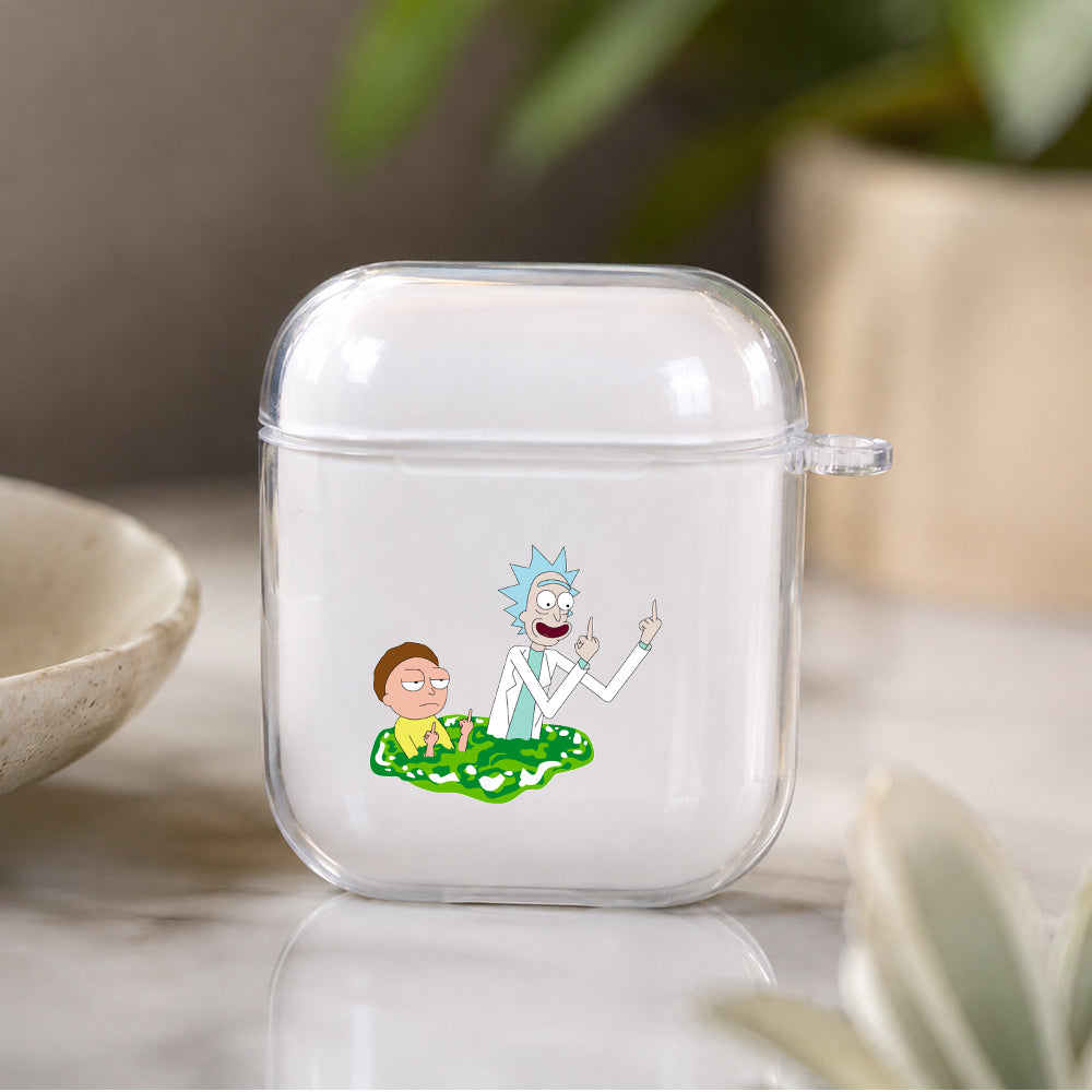 Rick and Morty Insulting Protective Clear Case Cover For Apple Airpods | Soft Silicone AirPods 1 / 2 Case | Protective Cover