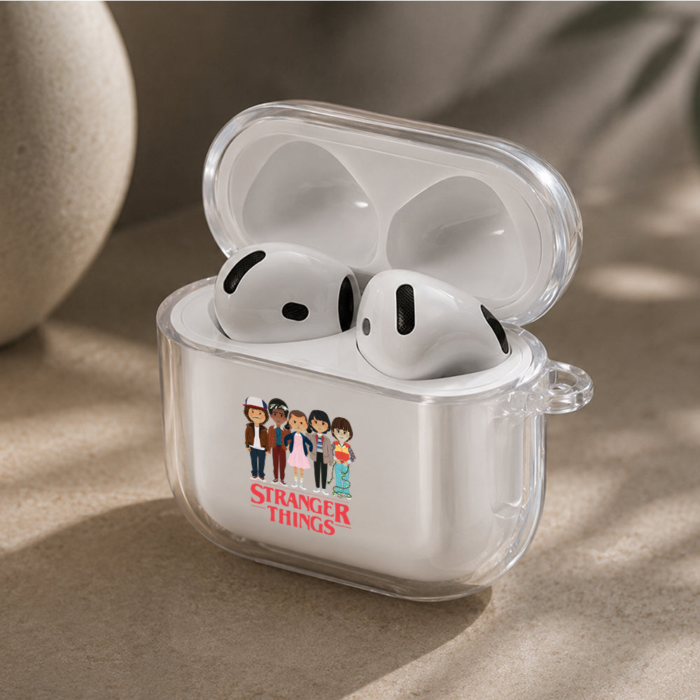 Stranger Things Cartoon Style Protective Apple Airpods 4 Clear Case - Durable Clear Protection