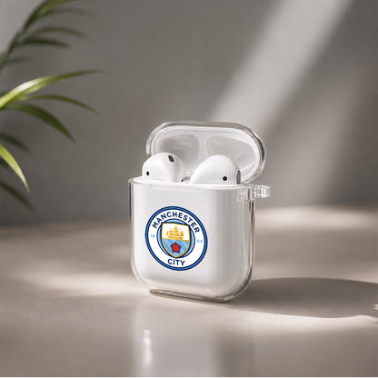 Manchester City Logo Protective Clear Case Cover For Apple Airpods | Soft Silicone AirPods 1 / 2 Case | Protective Cover