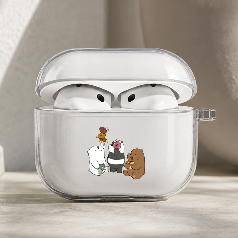 We Bare Bears Eat Doughnut Protective Apple AirPods Pro 3 Clear Case | Shockproof Cover