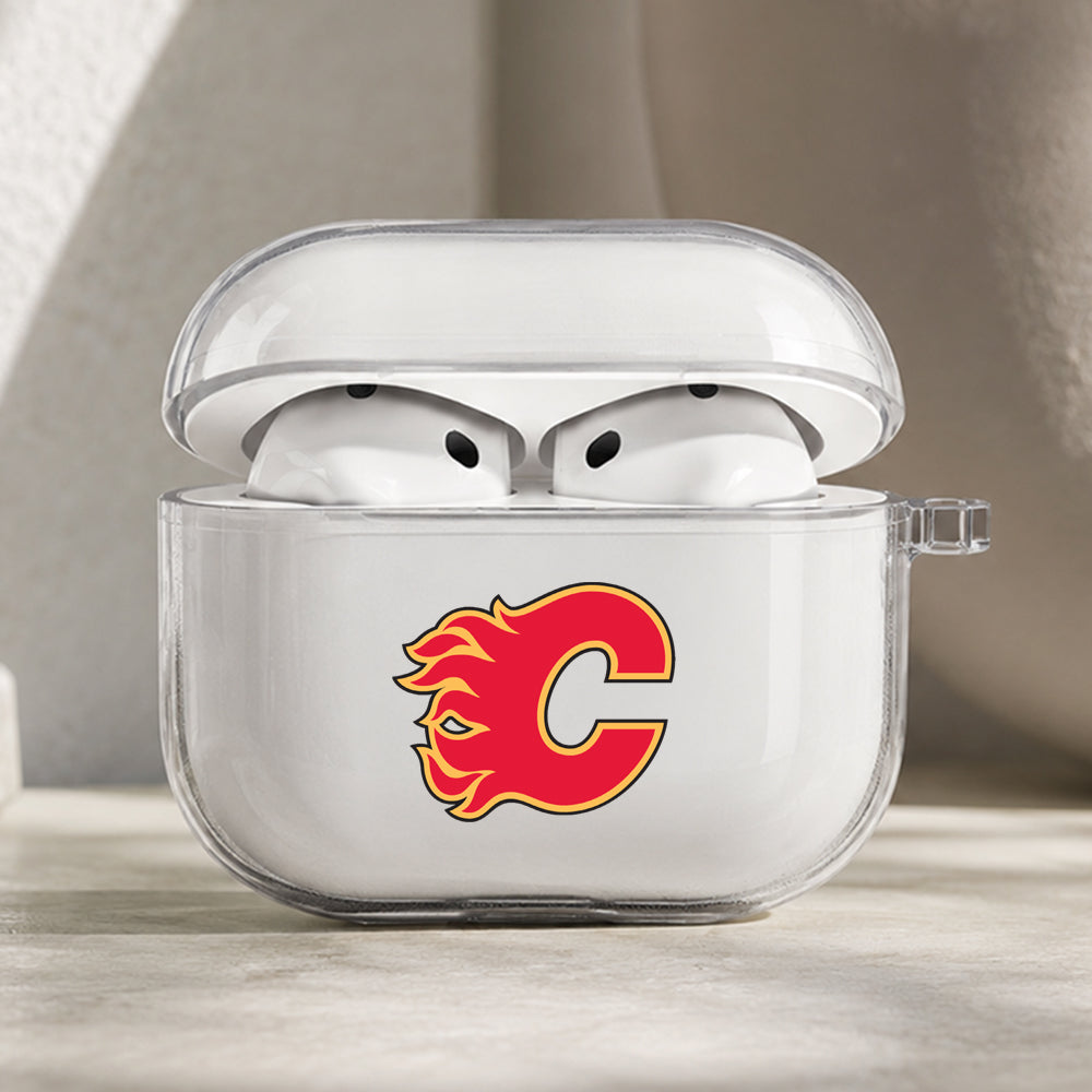 NHL Calgary Flames Symbol Protective Apple AirPods Pro 3 Clear Case | Shockproof Cover