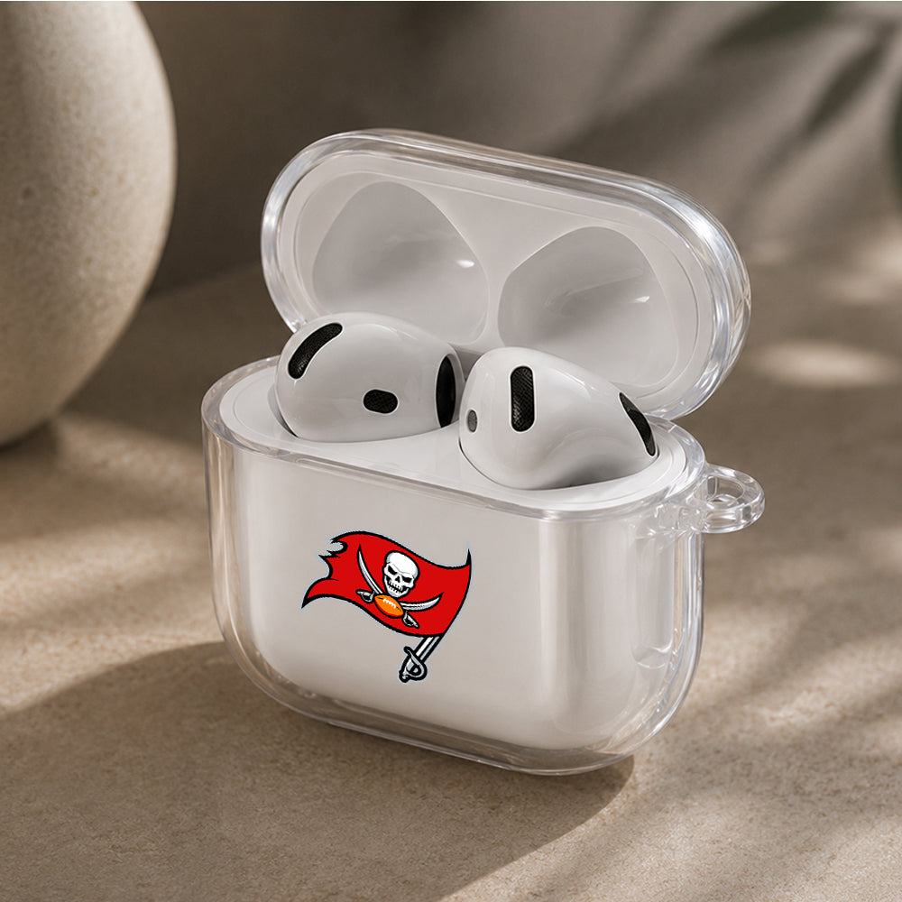 NFL Tampa Bay Buccaneers Logo Protective Apple Airpods 4 Clear Case - Durable Clear Protection