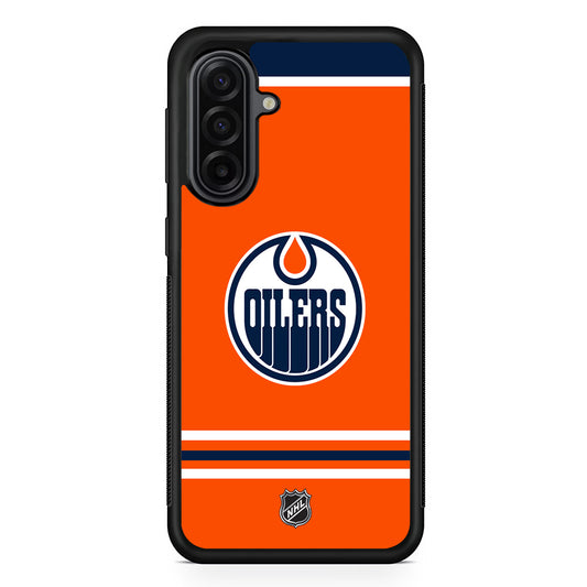 NHL Edmonton Oilers Orange Samsung Galaxy A17 Case | Durable Rubber Samsung Galaxy A17 Phone Case
