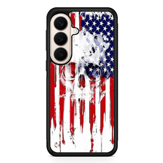 USA Flag Skull Samsung Galaxy S26 Case | Durable Protective Rubber Cover