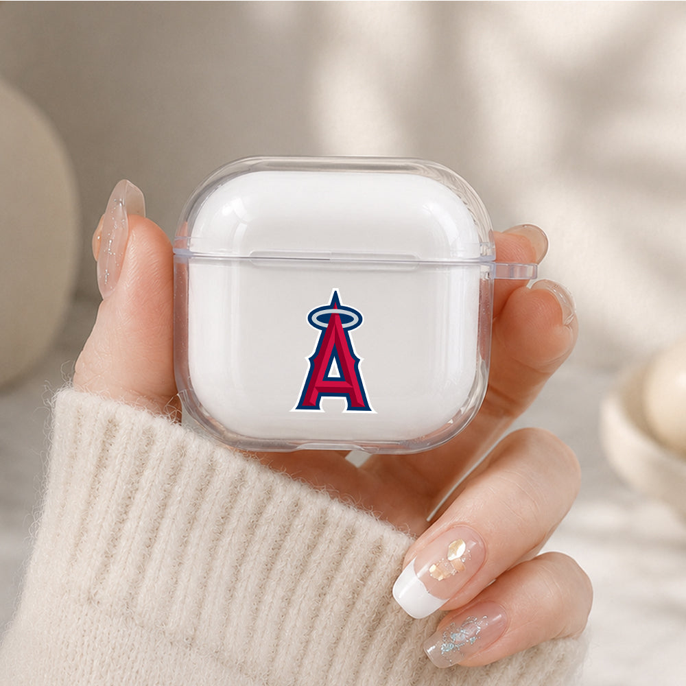 MLB Los Angeles Angels Logo Protective Apple Airpods 4 Clear Case - Durable Clear Protection