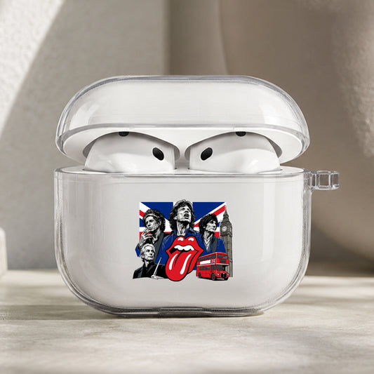 Rolling Stones Rock and Roll Protective Apple AirPods Pro 3 Clear Case | Shockproof Cover
