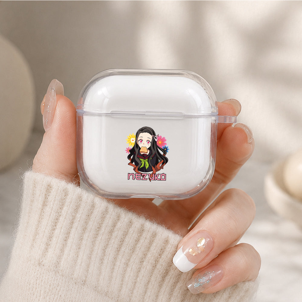 Nezuko Cute School Girl Protective Apple Airpods 4 Clear Case - Durable Clear Protection