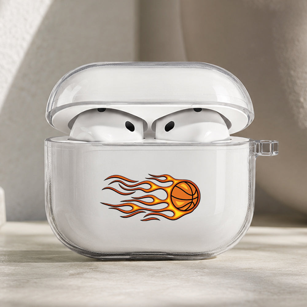 Flaming Basket Ball Protective Apple AirPods Pro 3 Clear Case | Shockproof Cover