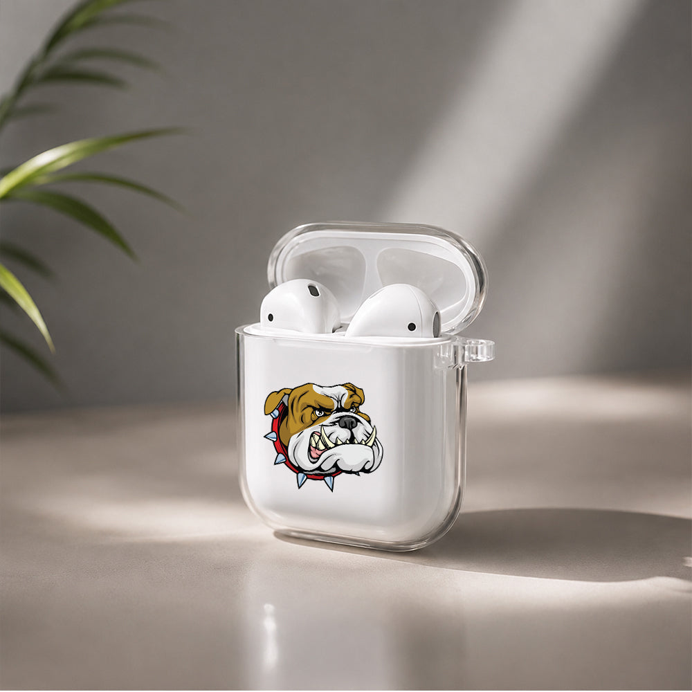 Bulldog Head Protective Clear Case Cover For Apple Airpods | Soft Silicone AirPods 1 / 2 Case | Protective Cover