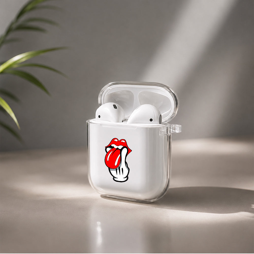 Lips of Peace Protective Clear Case Cover For Apple Airpods | Soft Silicone AirPods 1 / 2 Case | Protective Cover