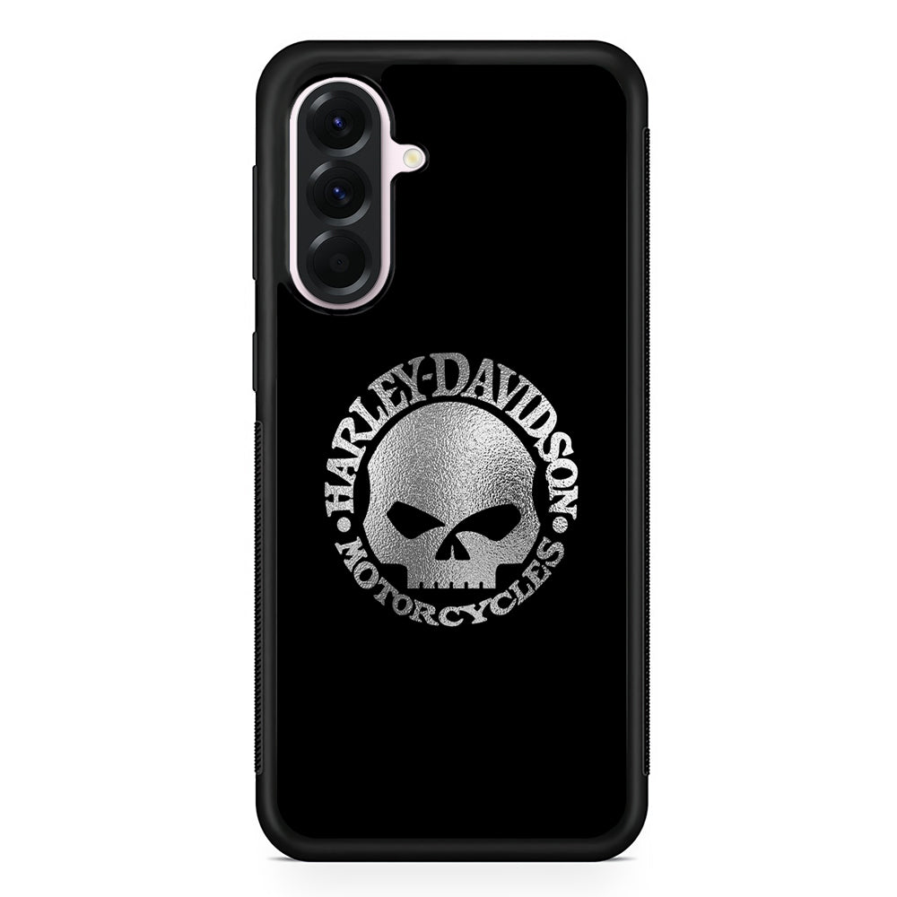 Harley Davidson Skull Silver Samsung Galaxy A56 Case | Samsung Galaxy A56 Protective Rubber Case