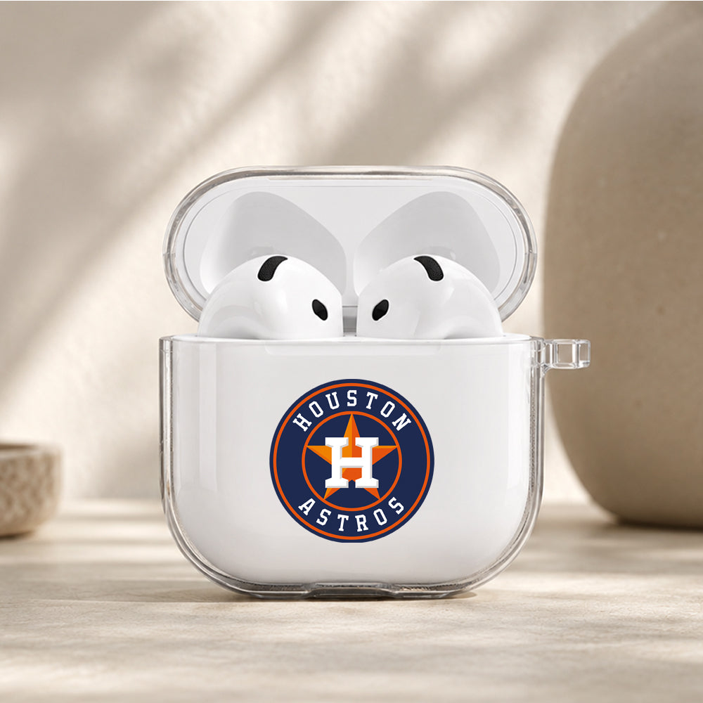 MLB Houston Astros Logo Protective Apple Airpods 4 Clear Case - Durable Clear Protection