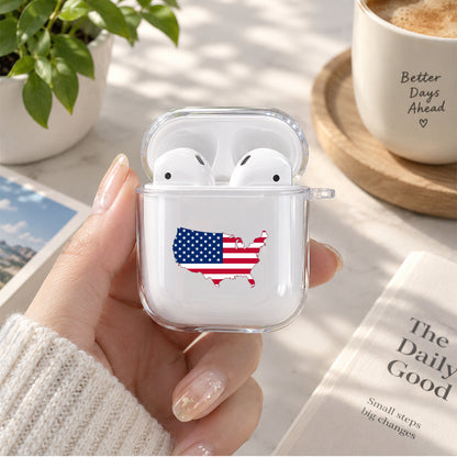 USA Country Protective Clear Case Cover For Apple Airpods | Soft Silicone AirPods 1 / 2 Case | Protective Cover