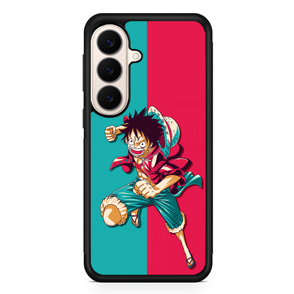 One Piece Luffy Red Blue Samsung Galaxy S26 Case | Durable Protective Rubber Cover
