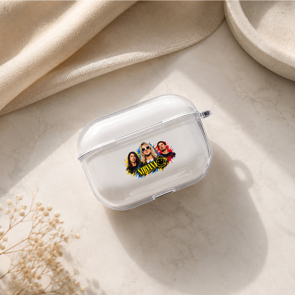 Kurt Cobain and Nirvana Protective Apple AirPods Pro 3 Clear Case | Shockproof Cover