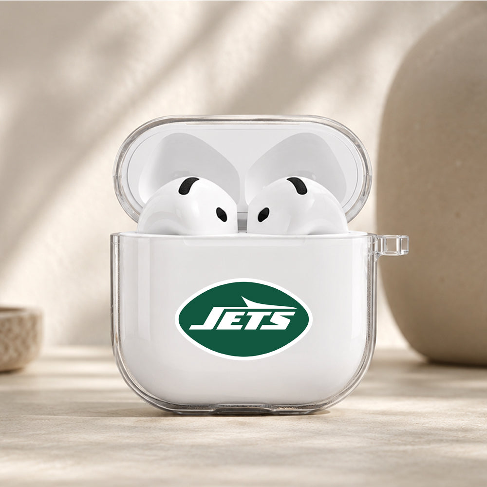NFL New York Jets Logo Protective Apple Airpods 4 Clear Case - Durable Clear Protection