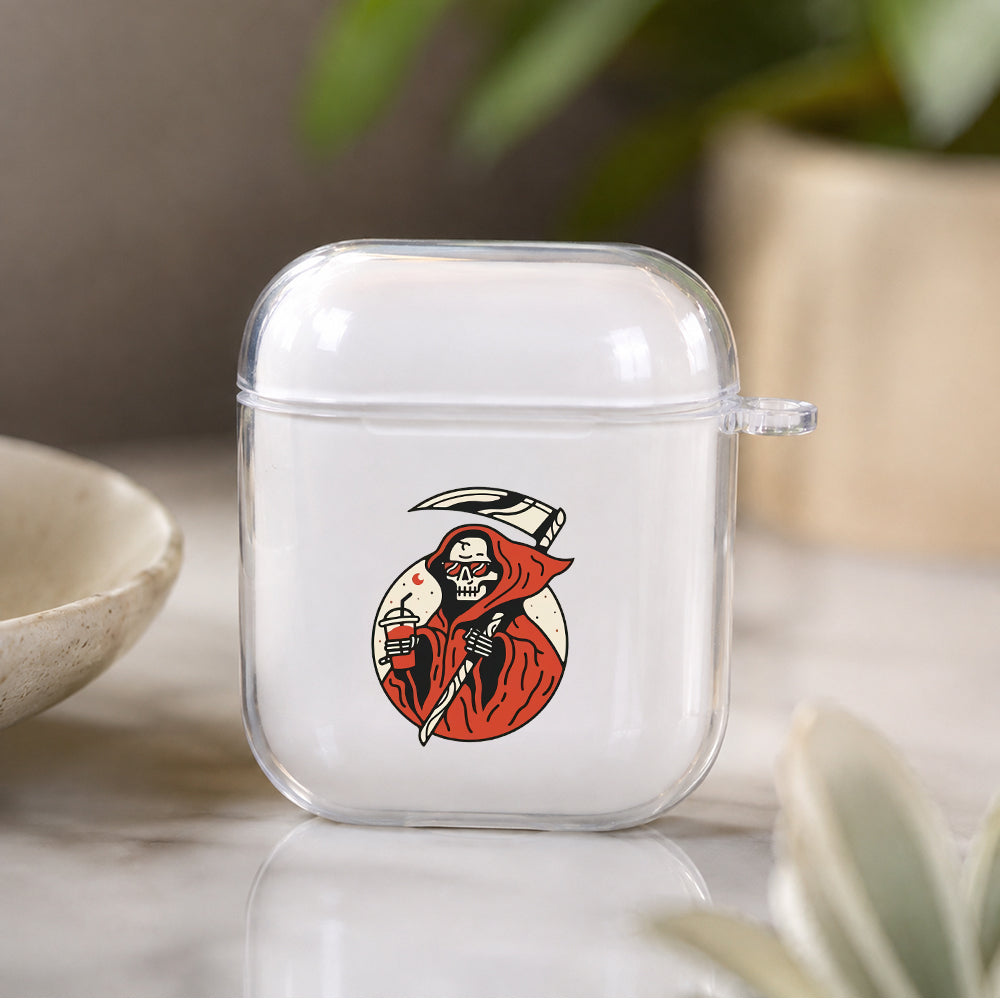 Tired Skull Protective Clear Case Cover For Apple Airpods | Soft Silicone AirPods 1 / 2 Case | Protective Cover