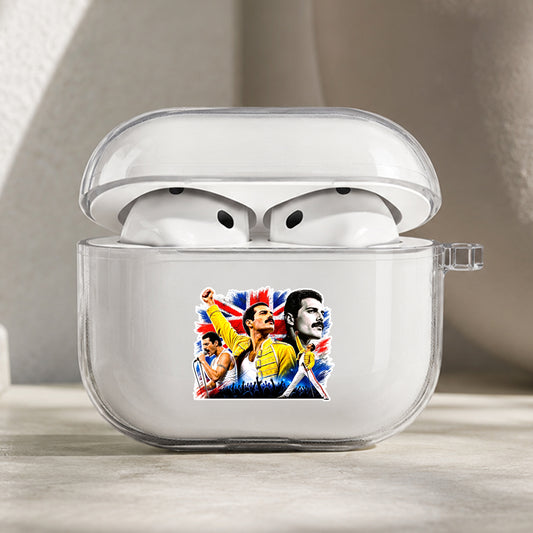 Freddie Mercury Queen Legacy Protective Apple AirPods Pro 3 Clear Case | Shockproof Cover