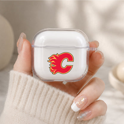 NHL Calgary Flames Logo Protective Apple Airpods 4 Clear Case - Durable Clear Protection