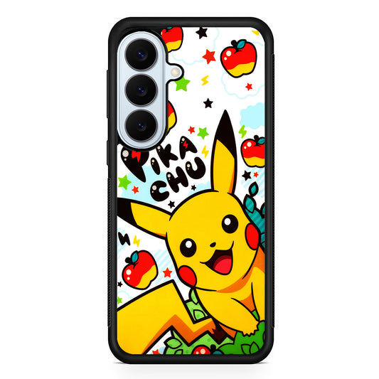 Cute Pikachu and Apple Samsung Galaxy S26 Plus Case | Slim Protective Rubber Cover