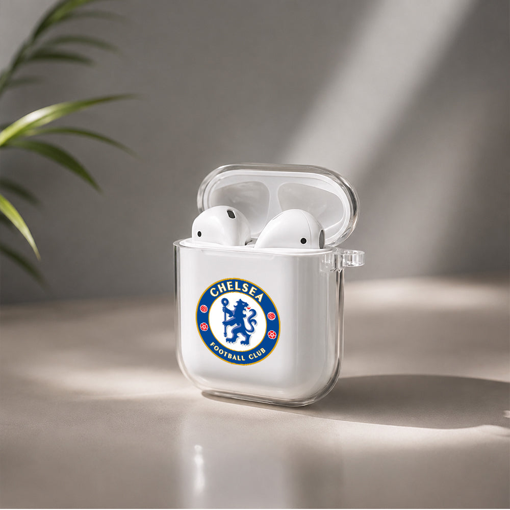 Chelsea Logo Protective Clear Case Cover For Apple Airpods | Soft Silicone AirPods 1 / 2 Case | Protective Cover