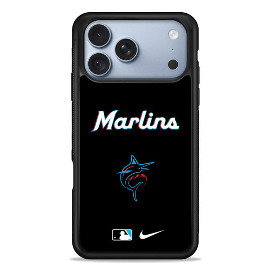 MLB Miami Marlins Black Nike iPhone 18 Pro Case - iPhone 18 Pro Silicone Case