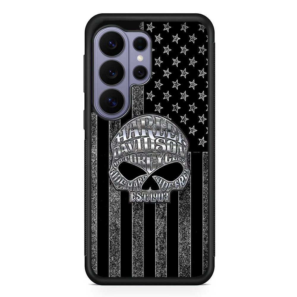 Harley Davidson US Flag Silver Samsung Galaxy S26 Ultra Case | Slim Durable Protective Cover