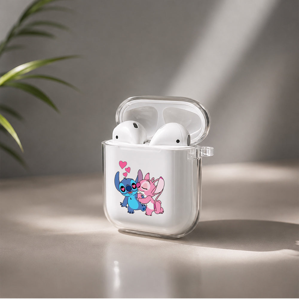Stitch Couple Protective Clear Case Cover For Apple Airpods | Soft Silicone AirPods 1 / 2 Case | Protective Cover