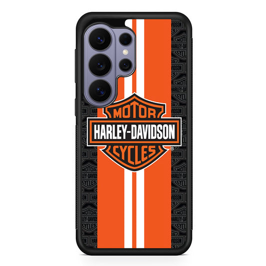 Harley Davidson White Striped Orange Samsung Galaxy S26 Ultra Case | Slim Durable Protective Cover
