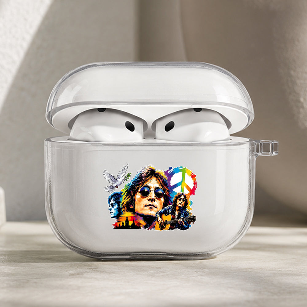 John Lennon Art Collage Protective Apple AirPods Pro 3 Clear Case | Shockproof Cover