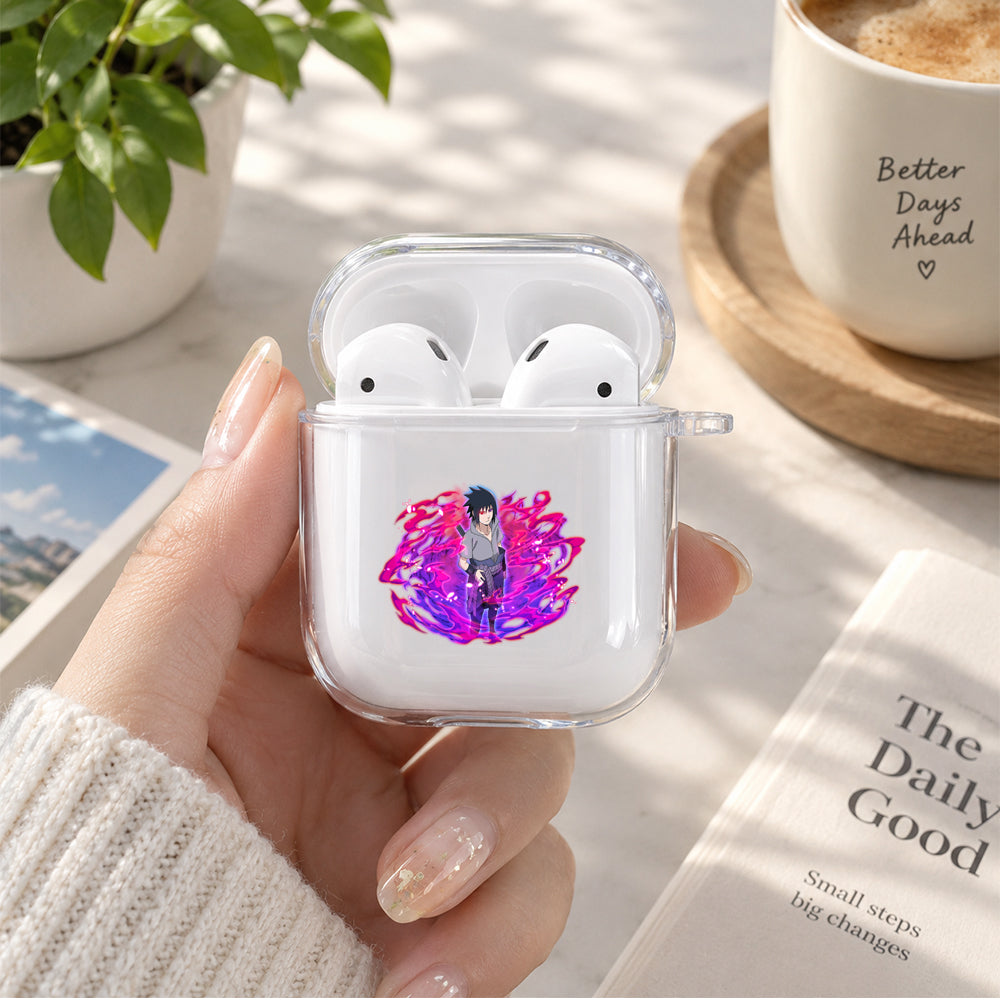 Uchiha Sasuke Protective Clear Case Cover For Apple Airpods | Soft Silicone AirPods 1 / 2 Case | Protective Cover
