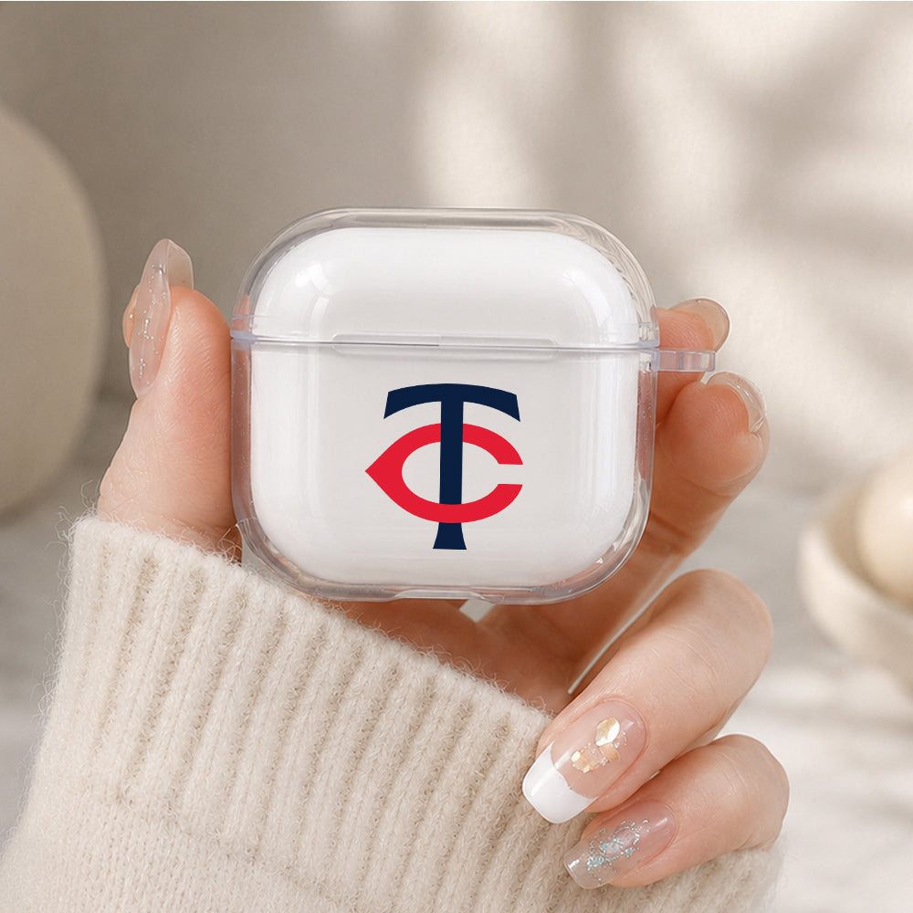 MLB Minnesota Twins Logo Protective Apple Airpods 4 Clear Case - Durable Clear Protection