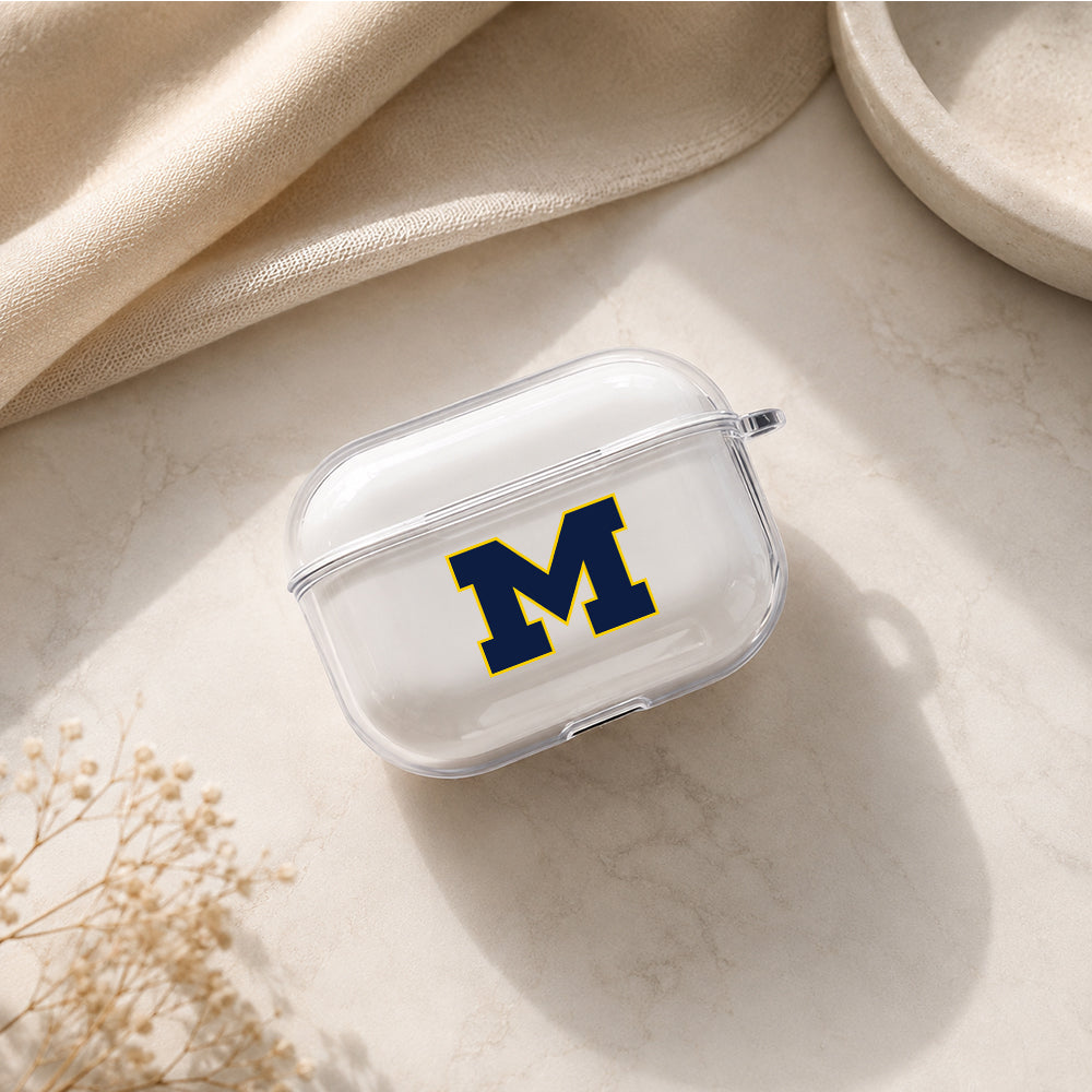 Michigan Wolverines M Spirit Protective Apple AirPods Pro 3 Clear Case | Shockproof Cover