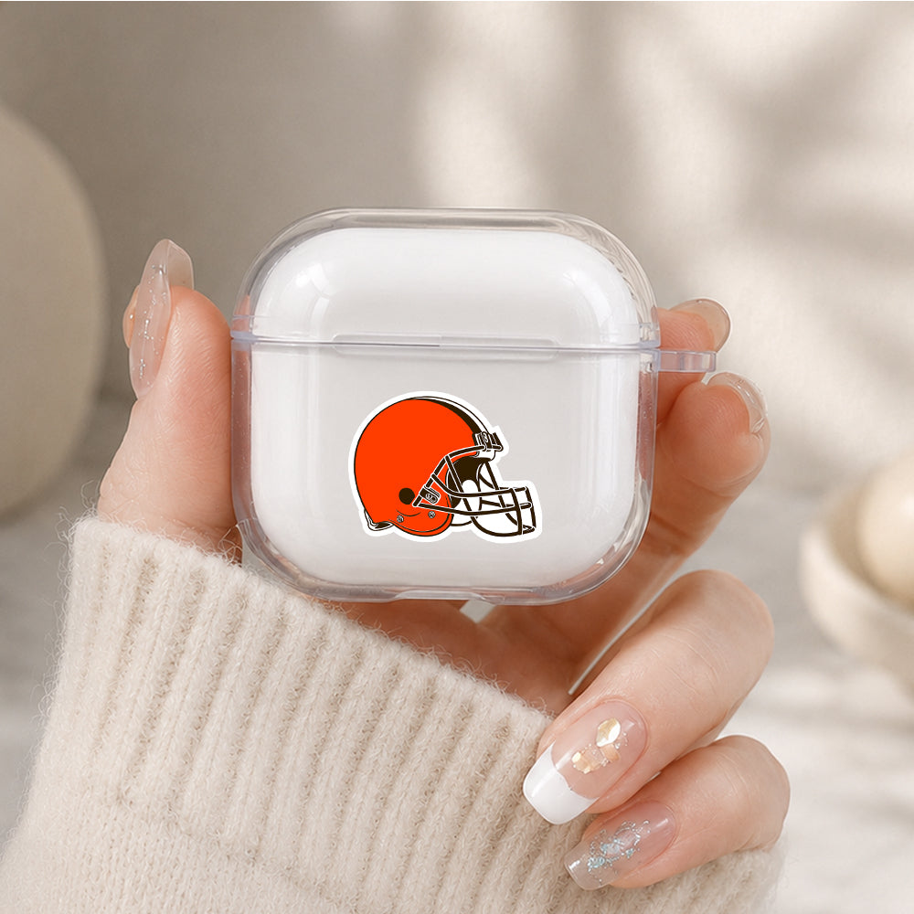 NFL Cleveland Browns Logo Protective Apple Airpods 4 Clear Case - Durable Clear Protection
