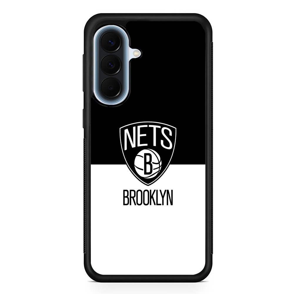 NBA Brooklyn Nets Black White Samsung Galaxy A57 Case | Slim Samsung Galaxy A57 Protective Case