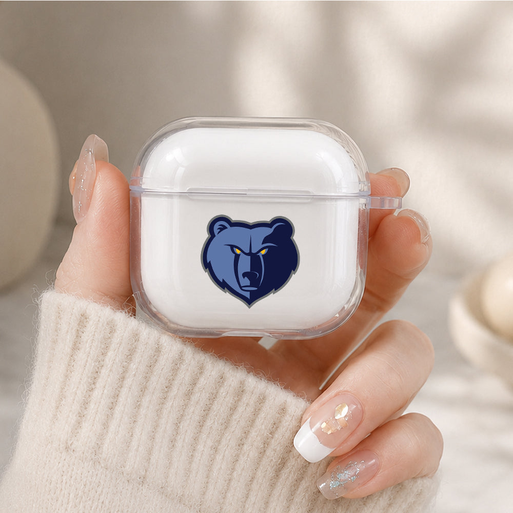 NBA Memphis Grizzlies Logo Protective Apple Airpods 4 Clear Case - Durable Clear Protection