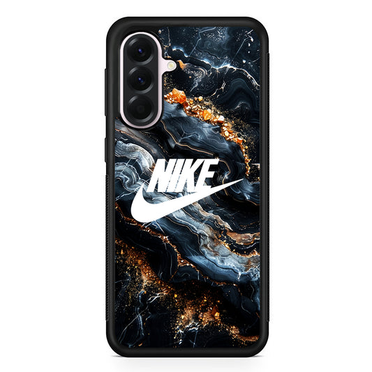 Nike Logo Grey Gold Stone Marble Samsung Galaxy A56 Case | Samsung Galaxy A56 Protective Rubber Case