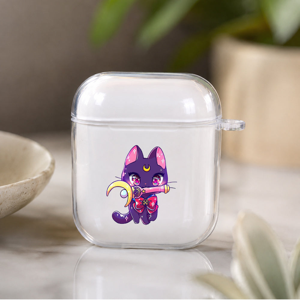 Luna Cute The Cat Protective Clear Case Cover For Apple Airpods | Soft Silicone AirPods 1 / 2 Case | Protective Cover