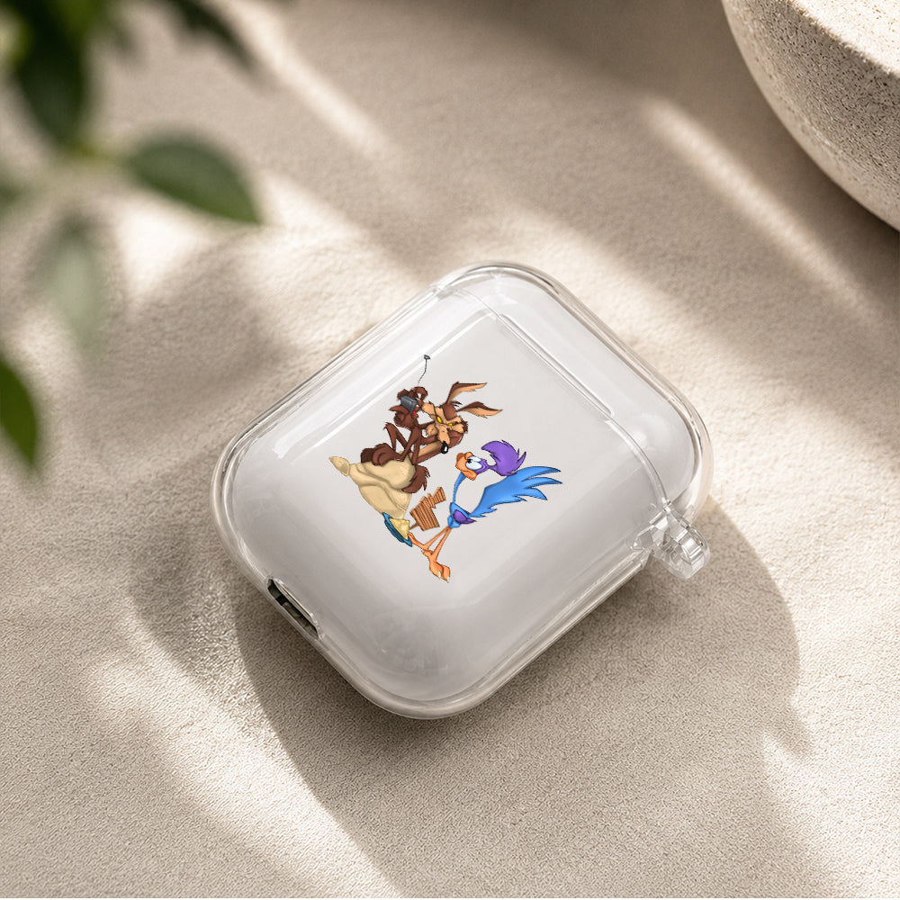 Road Runner and Wile E Coyote Protective Clear Case Cover For Apple Airpods | Soft Silicone AirPods 1 / 2 Case | Protective Cover
