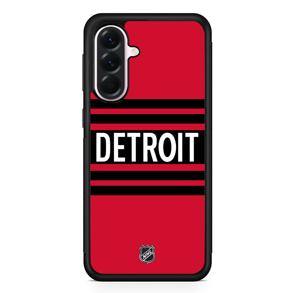 NHL Detroit Red Wings Red Black Samsung Galaxy A56 Case | Samsung Galaxy A56 Protective Rubber Case