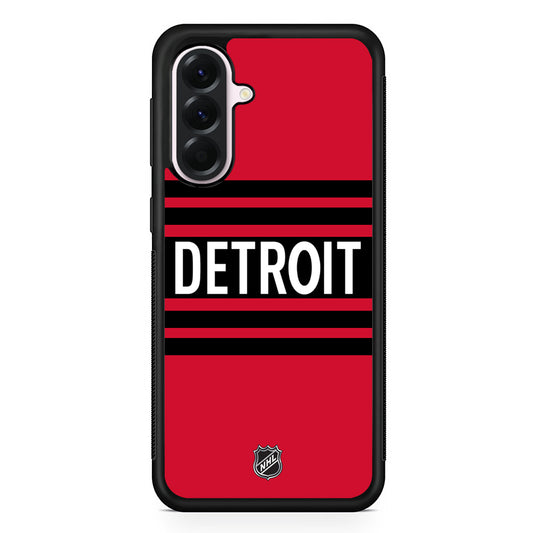 NHL Detroit Red Wings Red Black Samsung Galaxy A56 Case | Samsung Galaxy A56 Protective Rubber Case